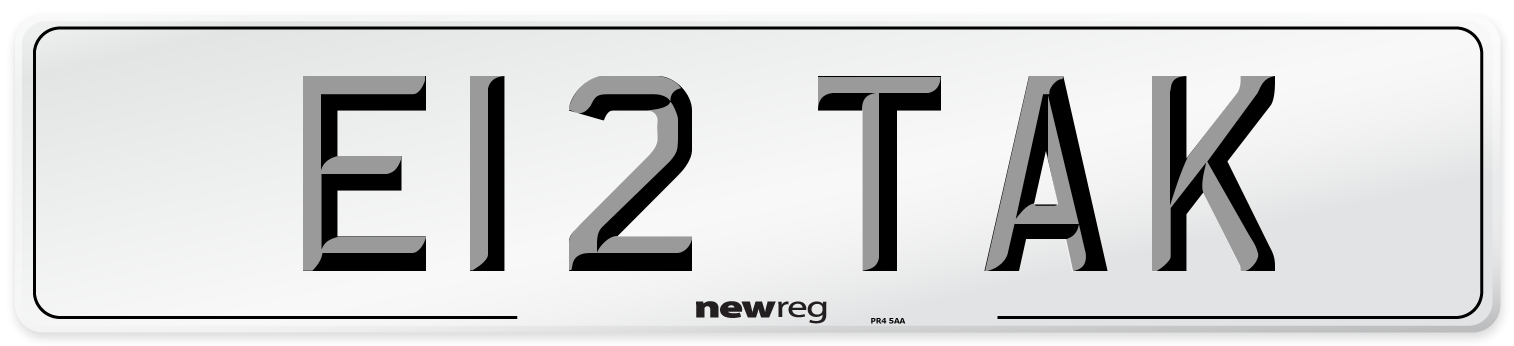 E12 TAK Number Plate from New Reg